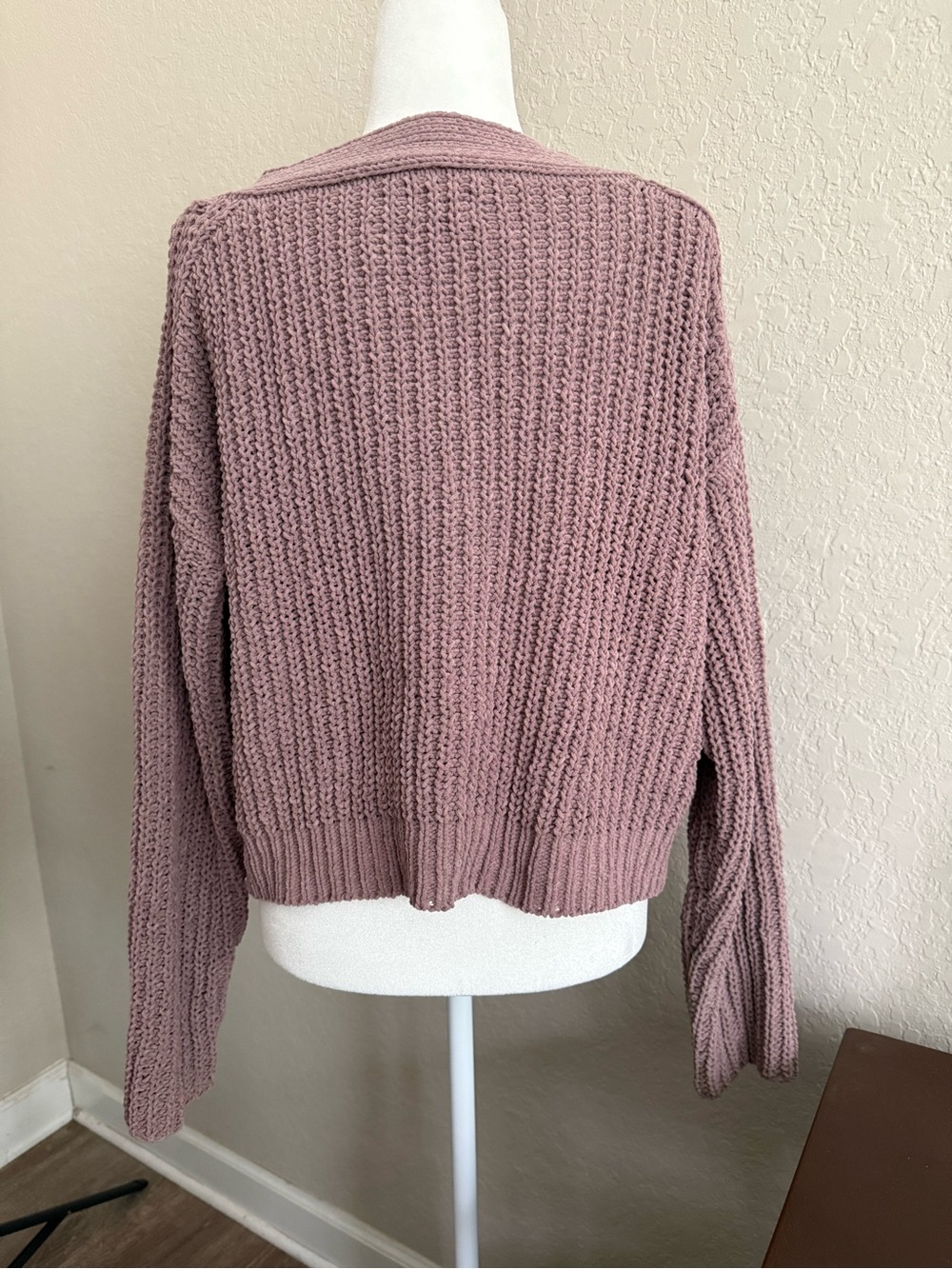 POL Chunky Chenille Knit Button Cardigan Taupe Brown Size Small - Picture 5 of 13